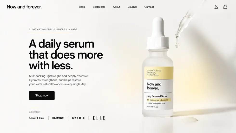 Anonymized ecommerce landing page hero